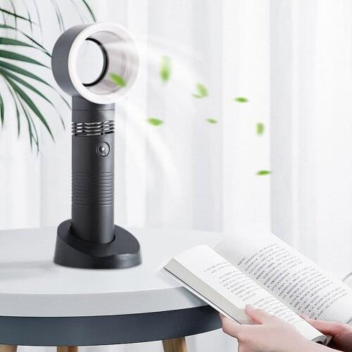 Portable Bladeless Fan Handheld Desktop Summer Mini Air Cooler No Leaf Ultra-quiet Fans for Travel Outdoor Office USB Rechargeab