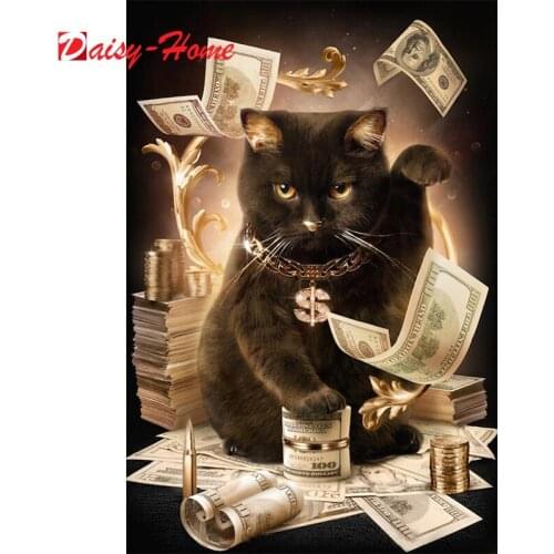 Sale Full Square Drill 5D Diamond Painting Cat money Cross Stitch Mosaic Rhinestone Picture DIY Diamond Embroidery Home Decor