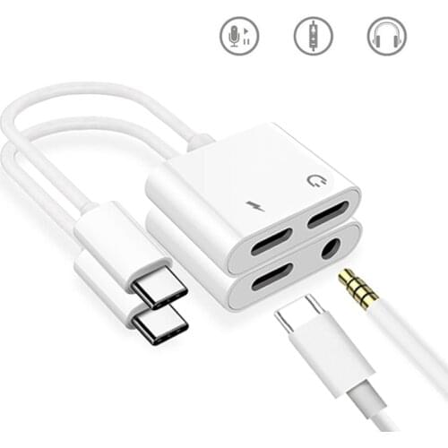 DAC USB C Headphone Charge Splitter 2 In 1 Type C Adapter For Samsung Note 20 S21 S20 Fe Huawei P40 Xiaomi 11 10 AUX Converter