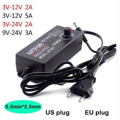 Adjustable Adapter AC 100-220V to DC 3V-12V 3V-24V 9V-24V 2A 3A 5A power Supply plug LED Driver display adaptor led strip light