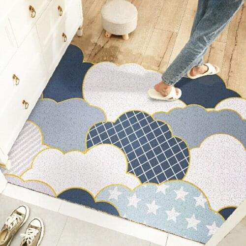 Northern Europe Door Mat Entrance Rubbing Dust Carpet Kitchen Mats Custom DIY Cut Anti-slip Floor Rugs PVC Silk Loop Home Decor