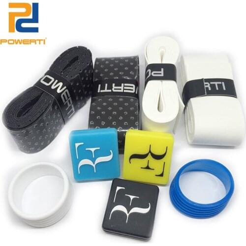 POWERTI Tennis Racket 2pcs Dry Overgrip+2pcs Perforate Dry Overgrip +2pcs Tennis Ring +3pcs Tennis Dampener Gift