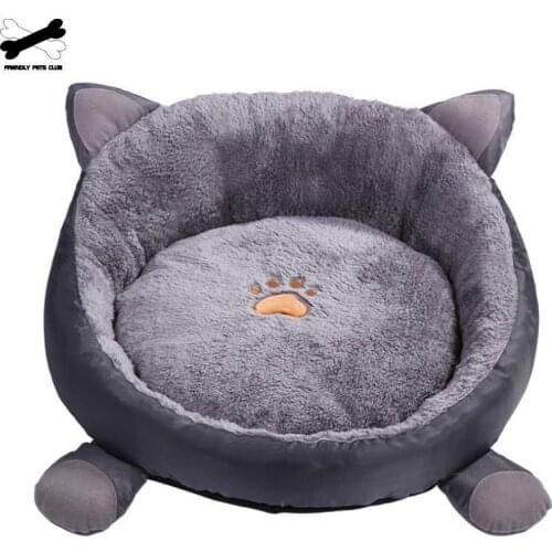 Warm House For Cat Ear Shape Pet Bed Winter Cotton Comforable Puppy Kennel Soft Dog Basket Cama Gato Plus Size Grey Pink