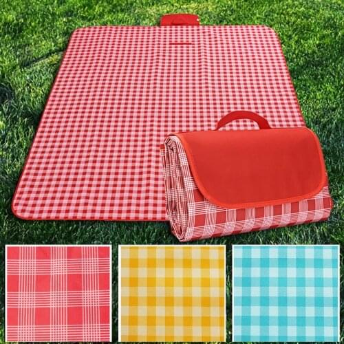 Outdoor camping picnic mat Moistureproof Thicken Plaid Blanket Protable folding Baby crawl Waterproof sandproof beach blanket
