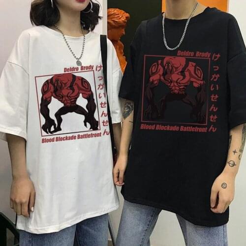 Funny Anime Japanese Blood Blockade Battlefront Tshirt Hip Hop Top Tees Casual Kekkai Sensen Summer Short Sleeve Deldro Brody