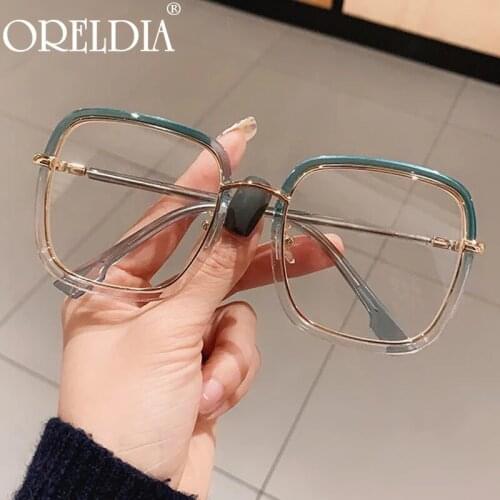 Green Clear Print Square Anti-blue Light Eyeglasses For Women Alloy Leopard Oversize Computer Myopia Glasses Frame Female Shades