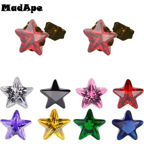 MadApe 2019 Hot Sale Star Earrings Stainless Steel Black Color Stud Earrings For Women And Girl Small Star Earings Jewelry