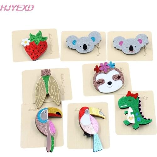 1piece)High Quality Acrylic Dinosaur Brooch Koala Toucan Sloth Brooches Safety Pin Laser Cutout-BR