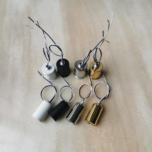 10pcs/lot E14/E27 Socket Ceramic Base with 0.5mm2 wire Light Holder chrome/gold/white/black lamp cup lighting accessories