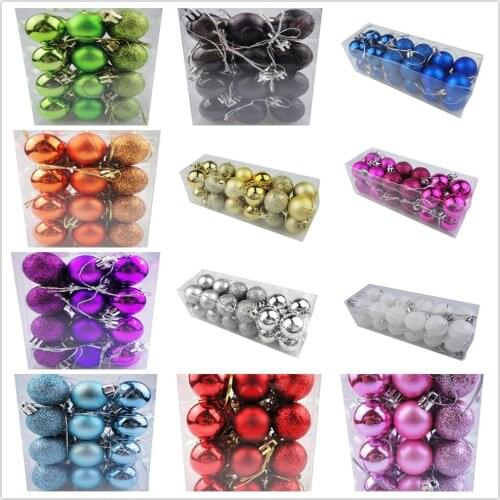 24pcs Christmas Tree Ball Decorations 3CM Ball Baubles Hanging Ornament for DIY Xmas Party Wedding Decoration