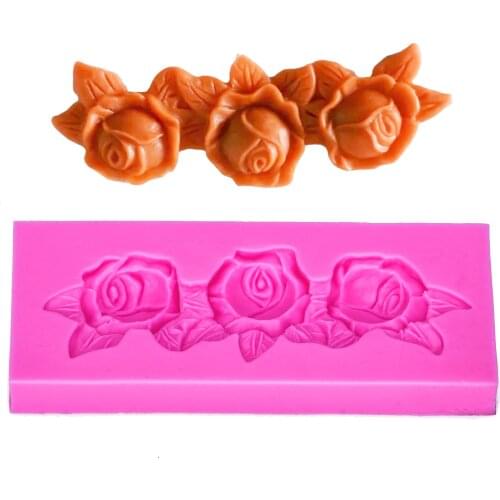 Rose flower shaped 3D fondant cake silicone mold for polymer clay abundant chocolate confectionery making decoration tools F1176