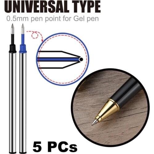 5pc Wholesale imported ink pen refills 0.5mm water refill black orbs blue metal refill