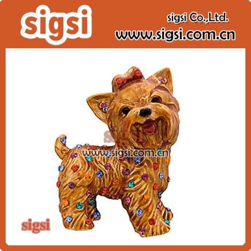 50pcs wholesale metal acrylic enamel rhinestone brooch pin with a cute dog