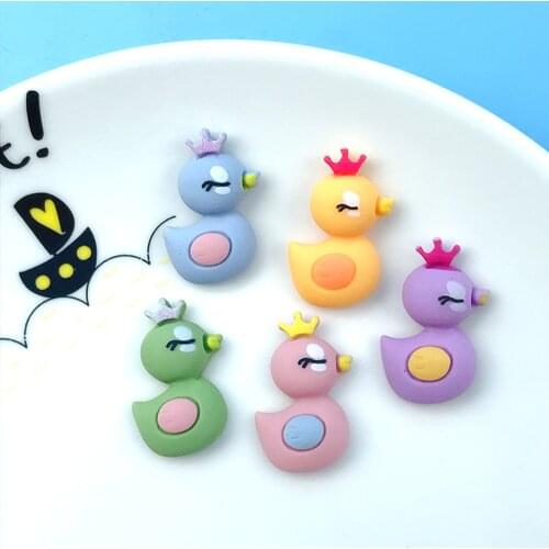 6Pcs 16*25mm 5colors Duck Shape Resin Material Made Charm Diy King Handmade Earring Accessories Jewelry Making