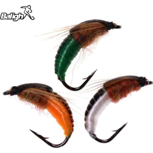 6PCS/Lot #12 Fish Bait Rainbow Brown Brook Trout Greyling Caddis Nymph Lures Buzzers Red Miracle Midge Fishing Flies