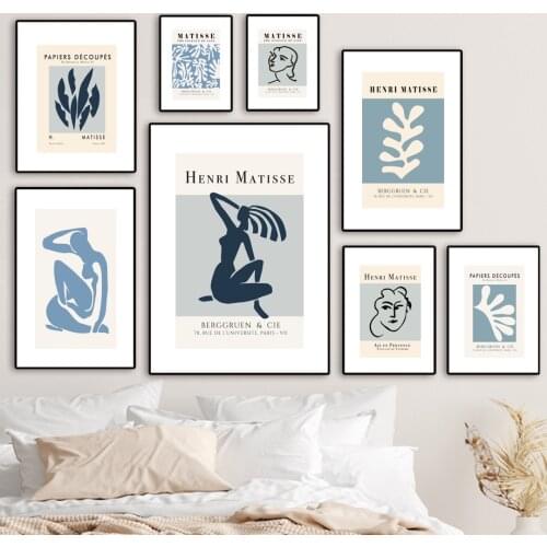 Coral Leaves Girl Face Abstract Matisse Nordic Posters And Prints Wall Art Canvas Painting Wall Pictures For Living Room Decor