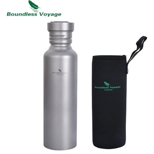 Boundless Voyage Titanium Water Bottle with Titanium Lid Outdoor Camping Cycling Hiking Tableware Drinkware 25.6oz/750ml