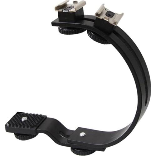 C Shape Twin Two Flash Bracket for Macro Photography DC DSLR Camera Camcorder