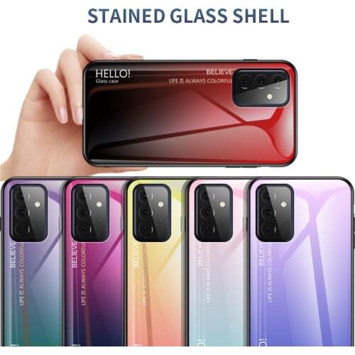 2021 For Samsung Galaxy A02S A12 A32 Case Shockproof Armor Hard PC Cover For Galaxy A42 A52 A72 Gradient Glass Phone Back Cases