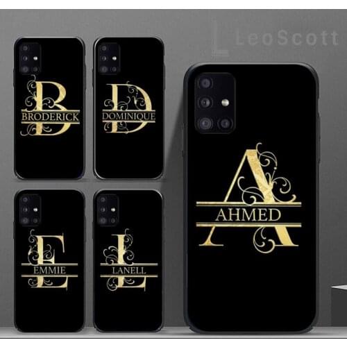 Custom name Letter Monogram Phone Case For Samsung A32 A51 A52 A71 A50 A12 A21S S10 S20 S21 Plus Fe Ultra