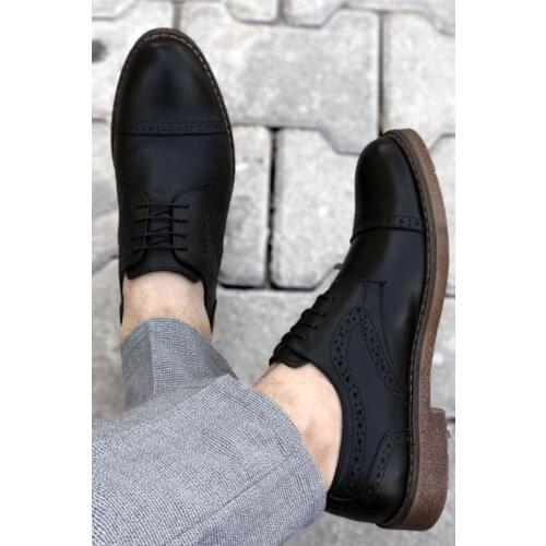 Black Genuine Leather Pattern Men 'S Classic Shoes