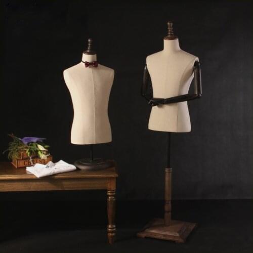 Wood Props Joint Hand Male Mannequin Clothing Half Body Men Fabric Mannequin Torso Mannequin