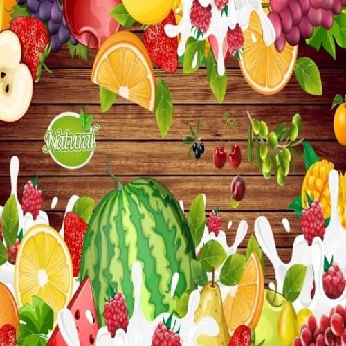 Dropship Colomac Kitchen Wallpaper Colorful Green Fresh Fruit Restaurant Wallpaper 3d Wall Murals living Room Papel Pintado
