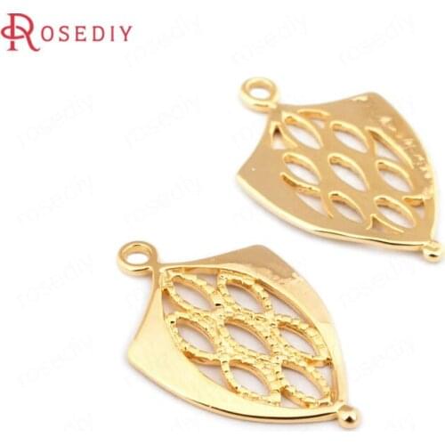 F441)6 pieces 22.5*14mm 24K Gold Color Brass Shield Charms Pendants High Quality Diy Jewelry Findings Accessories wholesale