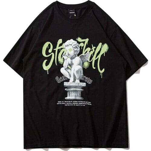 Men Hip Hop Streetwear T-Shirt Letter Graphic Print Tshirt 2021 Spring Summer Short Sleeve T Shirt Harajuku Cotton Loose Shirt