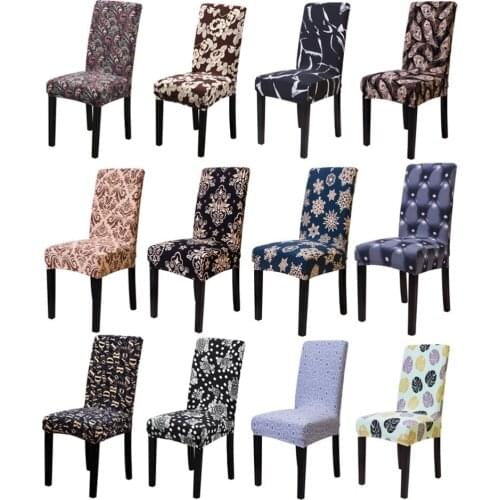 Hongbo 2/4/6 Pcs Floral Letter Dining Chair Cover Spandex Elastic Anti-dirty Slipcovers Protector Stretch Removable Hotel