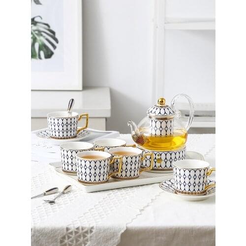 Afternoon Tea Ceramic Glass Pot Fruit Set With Filter Candle Heating Jug Ceramic
