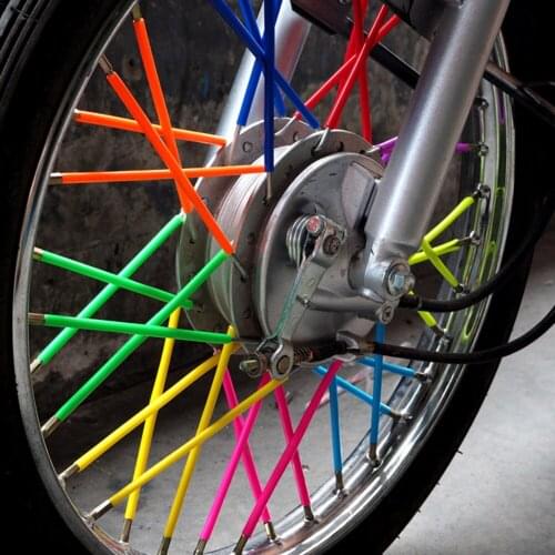 72pcs MTB Wheel Rim Spoke Shrouds Skins Covers Mountain Bike Cycle Mountain Bike Bicycle Wire Wheel Color Spoke Sleeve
