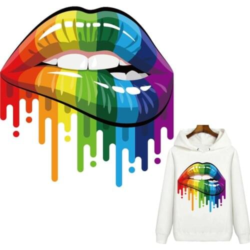 Colorful Lip Patches Thermal Stickers on Clothes Iron-on Transfers for Clothing Thermoadhesive Patch Diy Applique for Girl Dress