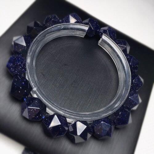 Natural Blue Sandstone Bracelet Pulseras 10mm Beads Strin Geometric Shape Handmade Products Souvenirs Birthday Gifts Unisex