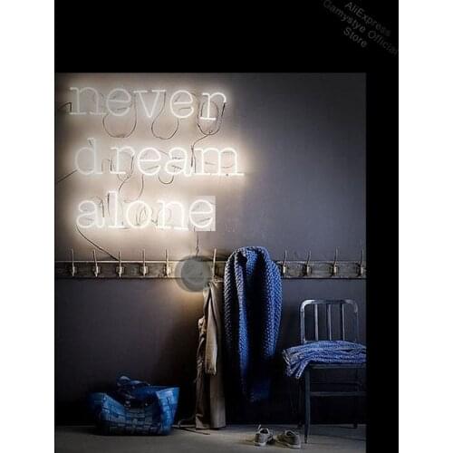 Neon bulbs sign Never dream alone handcraft bar sign real glass tube Home Neon Light Sign lampara Glass budweiser neon sign beer