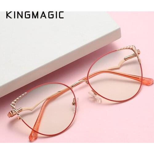 KINGMAGIC Sexy Cat Eye Anti Blue Light Optical Glasses Frames Oversized Men Women Fashion Computer Eyeglasses