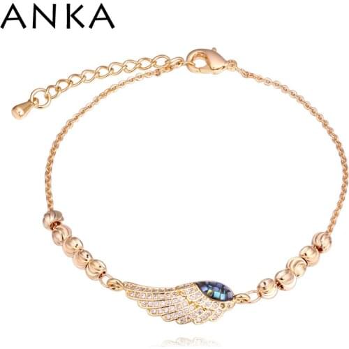 ANKA wholesale life feather bracelet of luxury bracelets color cubic zirconia bracelet for women fashion jewelry gifts #130548
