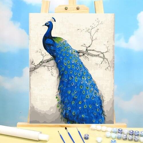 Animal Peacock DIY Painting By Numbers Package Oil Paints 40*50 Paiting By Numbers New Design For Handiwork