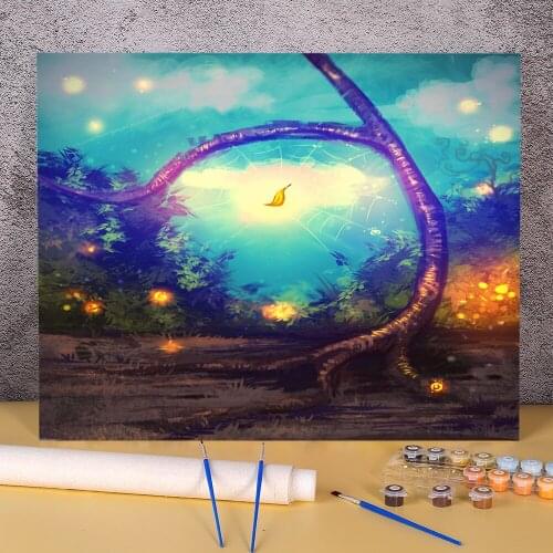 Scenery Lonely Spider Web DIY Painting By Numbers Complete Kit Oil Paints 50*70 Paiting By Numbers Handmade Kids Handiwork