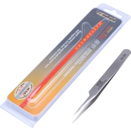 Precision Tweezers Pinzas Pinzetta Stainless Steel Pointed Tweezer Electronic Repair Tools VETUS 5A-SA