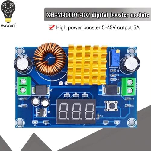 DC 3V-35V to DC 5V-45V Boost Module Digital Voltmeter DC-DC Step Up Module Boost Converter Board 5A Power Adjustable for Voltage