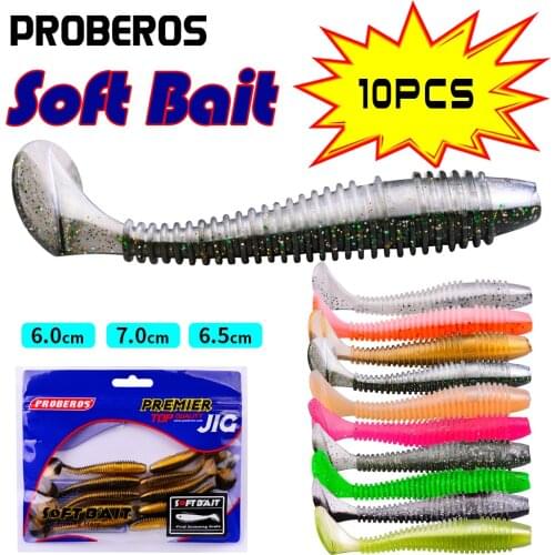 PROBEROS 10Pcs Fishing Soft Lures 60-70-75mm Silicone Shad Baits Swimbait Wobblers Artificial Softbait Lures For Trout Catfish