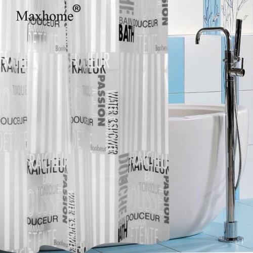 Simple Geometric Letters Bathroom Waterproof Thickened Shower Curtain With 12pcs Curtains Hooks Rings Home Deco Accessories