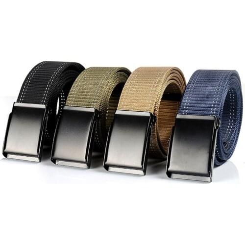 Military Training Canvas Tactical Belt for Men Classic Metal Smooth Buckle Korean Fashion Luxury Pants Jewelry Designer Belt