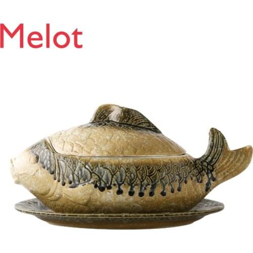 Luxury Chinese Hotel Vintage Ceramic Soup Bowl Creative Personality Private Home Cuisine Pot Tableware Irregular Plate