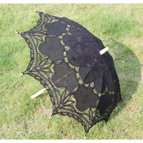 Retail and Wholesale Battenburg Black Lace Parasol Umbrella Wedding Bridal 30 inch