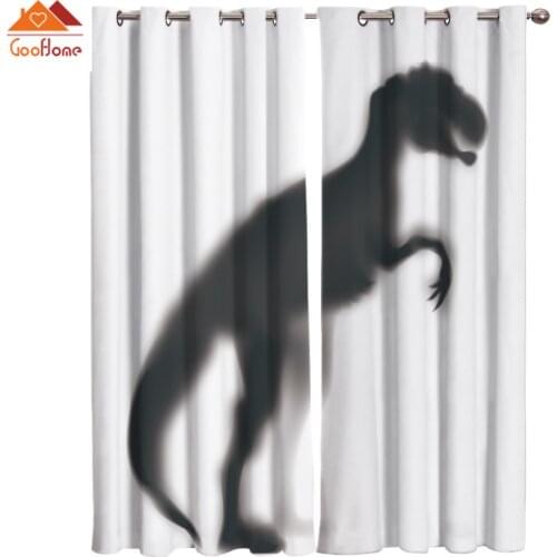 Dinosaur Silhouette Window Curtains Living Room Outdoor Fabric Drapes Curtain Home Decor