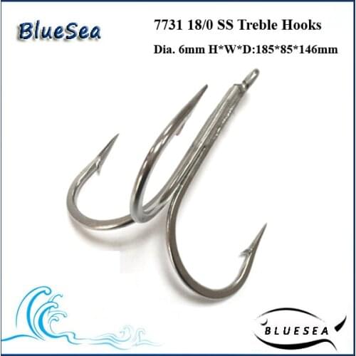 7731 18/0 * 2 Pcs/Pack Stainless Steel Super Large Treble Hooks Big Treble Hooks Wholesale Treble Hooks Weld Treble Hooks