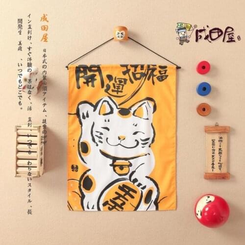 Japanese style decoration semi-shade hanging flag valance door curtain Japan lucky cat kitchen cafe sushi restaurant bar home