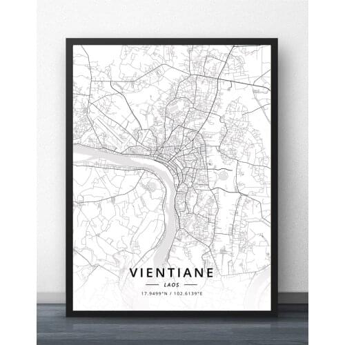 Vientiane Laos Map Poster
